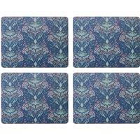 Creative Tops Set of 4 Blue Arts & Craft Floral Cork Backed Rectangle Placemats 30x22x1.5cm | Size: 30x22x1.5 cm