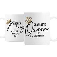 Personalised Memento Company Personalised King & Queen of Everything Mug Set in White