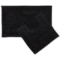 New Edge Blinds Thebes Collection Sparkle Trim 2pc Bathroom Set in Black | Size: 50 cm x 80 cm
