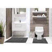 New Edge Blinds Thebes Collection Sparkle Trim 2pc Bathroom Set in Grey | Size: 50 cm x 80 cm