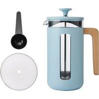 La Cafetiere Pisa 8 Cup Cafetiere, Glass & Stainless Steel 1L French Press, Sky Blue