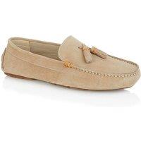 Silver Street London Men's Jackson Suede Leather Driving Moccasin Tassel Loafers in Light Sand | Size: 10