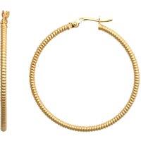 Jewelco London Women's 9ct Gold Ribbed Coiled Twist 1.5mm Hoop Earrings 36mm