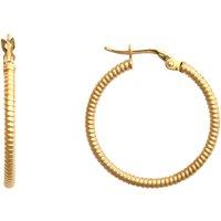 Jewelco London Women's 9ct Gold Ribbed Coiled Twist 1.5mm Hoop Earrings 24mm