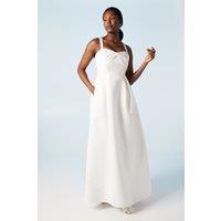 Structured Satin Bow Bodice Full Skirted Wedding Dress