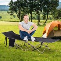 OUTSUNNY Single Person Folding Camping Cot Portable Camp Sleeping Bed w/ Carry Bag in Blue