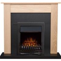 Adam Fires & Fireplaces Adam Southwold Fireplace Suite in Oak & Black with Blenheim Electric Fire in Black, 43 Inches