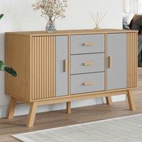 Berkfield Home Sideboard OLDEN Grey & Brown 114x43x73.5cm Solid Wood Pine | Size: 114x43x73.5 cm
