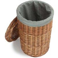 Red Hamper Small Light Steamed Round Linen Basket with Grey Sage Lining