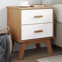 Berkfield Home Bedside Cabinet OLDEN White & Brown Solid Wood Pine