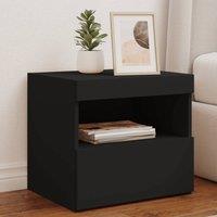 Berkfield Home Bedside Cabinet with LED Lights Black 50x40x45 cm | Size: 50 x 40 x 45 cm