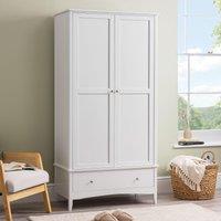 Christow Double Wardrobe with Drawer 2 Door Bedroom Storage Cupboard in White