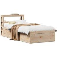 Berkfield Home Bed Frame with Headboard 90x190 cm Single Solid Wood Pine in Brown