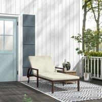 OUTSUNNY Rattan Wicker Chaise Sun Lounger Garden w/ Adjustable Backrest & Wheels in Cream