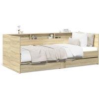 Berkfield Home Daybed with Drawers without Mattress Sonoma Oak 75x190 cm Small Single in Brown