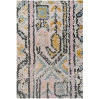 Kukoon Pastel Pink & Beige Abstract Tribal Pattern Living Room Area Rug in Pale Pink | Size: 80 cm x 150 cm