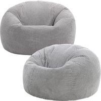 icon Kingston Classic Beanbag, Corduroy 2 Pack in Light Grey