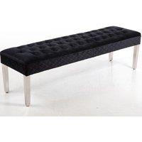 Modernique Precious Velvet Stitched Dining Bench 135 cm, Solid Chrome Leg in Black