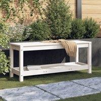 Berkfield Home Garden Bench White 108x35x45 cm Solid Wood Pine | Size: 108 x 35 x 45 cm