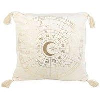 KDMD 35cm Square Off-White Astrology Wheel Cushion in White