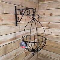 Samuel Alexander Tom Chambers Black Metal Spanish Garden Flower Wall Hanging Basket Large 35cm 14 inch - Without Bracket