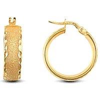 Jewelco London Women's 9ct Gold Frosted Diamond Cut Wedding 6mm Hoop Earrings 19mm