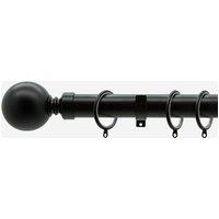 New Edge Blinds Matt Black 28mm Ball Fixed Length Metal Curtain Pole in Jet Black | Size: 470 cm