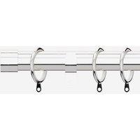 New Edge Blinds Polished Chrome 28mm End Cap Fixed Length Metal Curtain Pole in Metallic Silver | Size: 450 cm