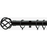 New Edge Blinds Matt Black 28mm Cage Fixed Length Metal Curtain Pole in Jet Black | Size: 460 cm