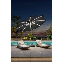 Solar Powered LED Garden Parasol Patio Umbrella with Plastic Fillable Base