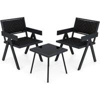 Gymax 3 Pcs Patio PE Wicker Bistro Set Patio Table & Chairs Set in Brown | Size: 3 Pack