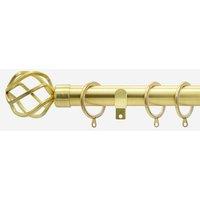New Edge Blinds Brushed Gold 28mm Cage Fixed Length Metal Curtain Pole | Size: 190 cm