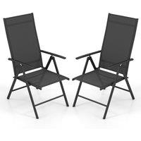 Gymax 2 Pcs Patio Folding Dining Chairs Adjustable Outdoor Reclining Chairs in Black | Size: 2 Pack