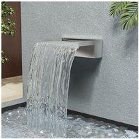 30cmW x 20cmD Wall-Mounted Stainless Steel Water Blade Waterfall Pool Fountain Garden