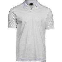 TEE JAYS Men's Stretch V Neck Polo Shirt in White | Size: 3XL
