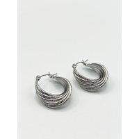 SVNX Women's Ribbed Hoops in Silver