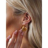 SVNX Women's Ribbed Hoops in Gold