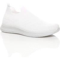 AJVANI Men's Flat Heel Slip On Sock Trainers in White | Size: 8