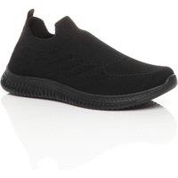 AJVANI Men's Flat Heel Slip On Sock Trainers in Black | Size: 8
