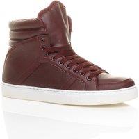 AJVANI Men's Flat Heel Lace Up Trainers Hi Tops in Burgundy | Size: 9