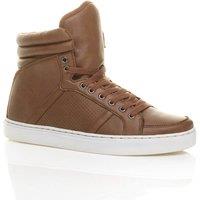 AJVANI Men's Flat Heel Lace Up Trainers Hi Tops in Brown | Size: 10