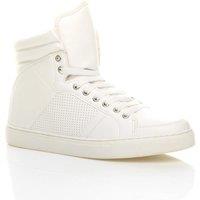 AJVANI Men's Flat Heel Lace Up Trainers Hi Tops in White | Size: 10