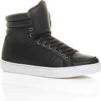 AJVANI Men's Flat Heel Lace Up Trainers Hi Tops in Black | Size: 10