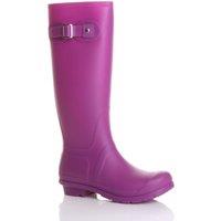 AJVANI Women's Low Heel Wellington Boots Wellies in Fuchsia | Size: 3