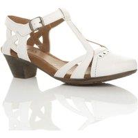 AJVANI Women's Mid Cuban Heel Comfort Cut Out Brogue Court Shoes in White | Size: 8