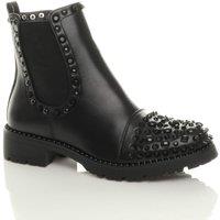 AJVANI Women's Low Block Heel Ankle Boots in Black | Size: 3