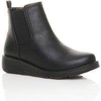 AJVANI Women's Low Wedge Comfort Ankle Chelsea Boots in Black | Size: 4