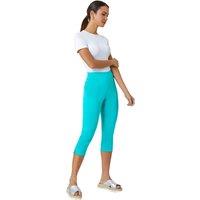 Roman Women's Cropped Stretch Trouser Capri Summer Leggings 3/4 Pedal Pushers in Teal | Size: 10