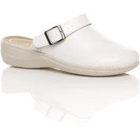 AJVANI Women's Low Wedge Heel Slingback Clogs Faux Leather Mules in White | Size: 6