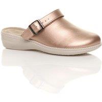 AJVANI Women's Low Wedge Heel Slingback Clogs Faux Leather Mules in Rose Gold | Size: 3